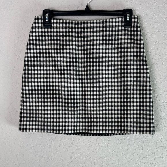 & Other Stories Gingham Mini Skirt Size 4 Classic Black and White - Picture 2 of 9
